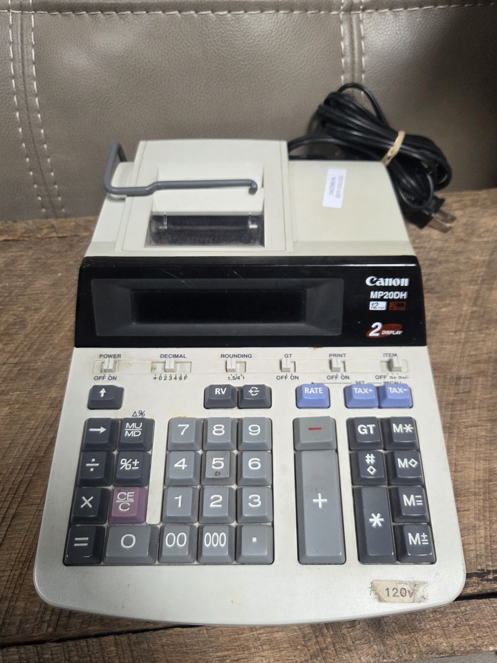 Vintage Canon MP20DH 12-Digit Desktop Printing Calculator Adding Machine Bin 1J